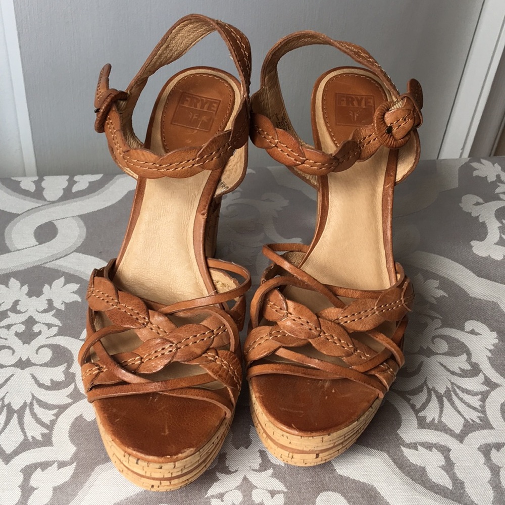 Frye Lena Leaf Leather High Heel Sandals - Picture 2 of 7
